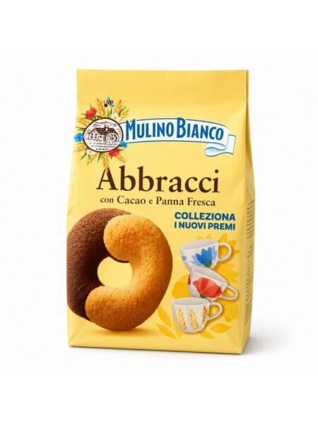 Abbracci – Krehké sušienky s kakaom a čerstvou smotanou – Mulino Bianco 350 g