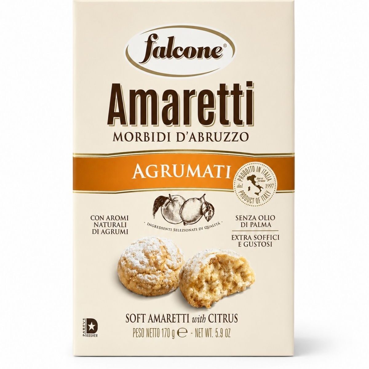 Amaretti Morbidi Agrumati – Mäkké amaretti s citrusovou arómou – Falcone 170 g