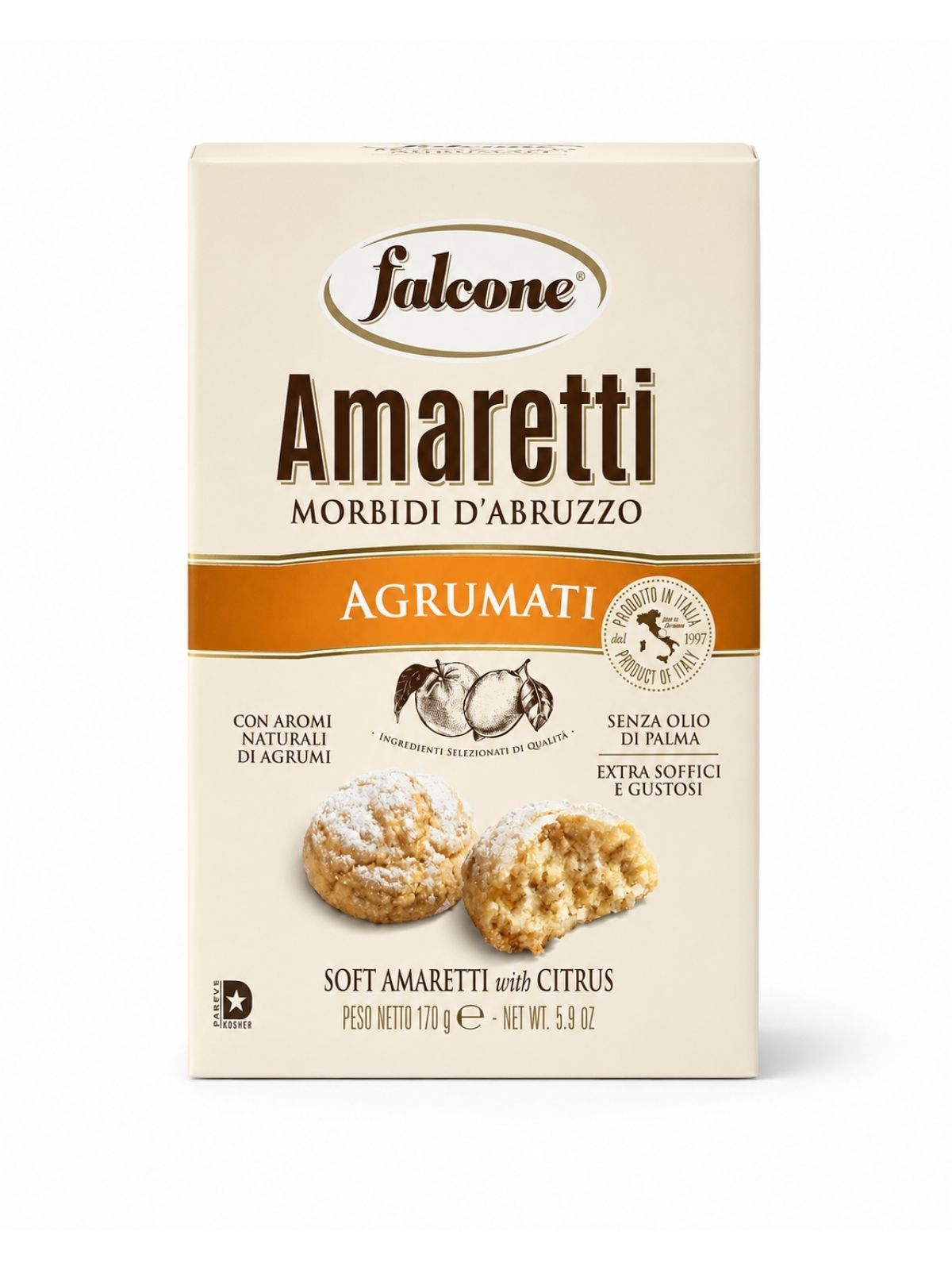 Amaretti Morbidi Agrumati – Mäkké amaretti s citrusovou arómou – Falcone 170 g
