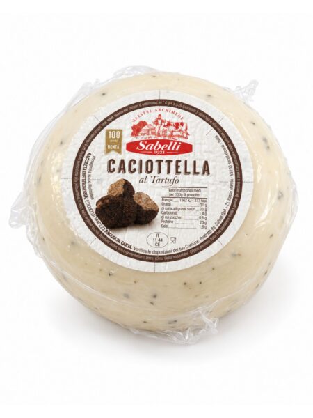 Caciottella al Tartufo – jemný syr z kravského mlieka s letnou hľuzovkou a nejedlou ošetrenou kôrkou – Sabelli cca 1kg