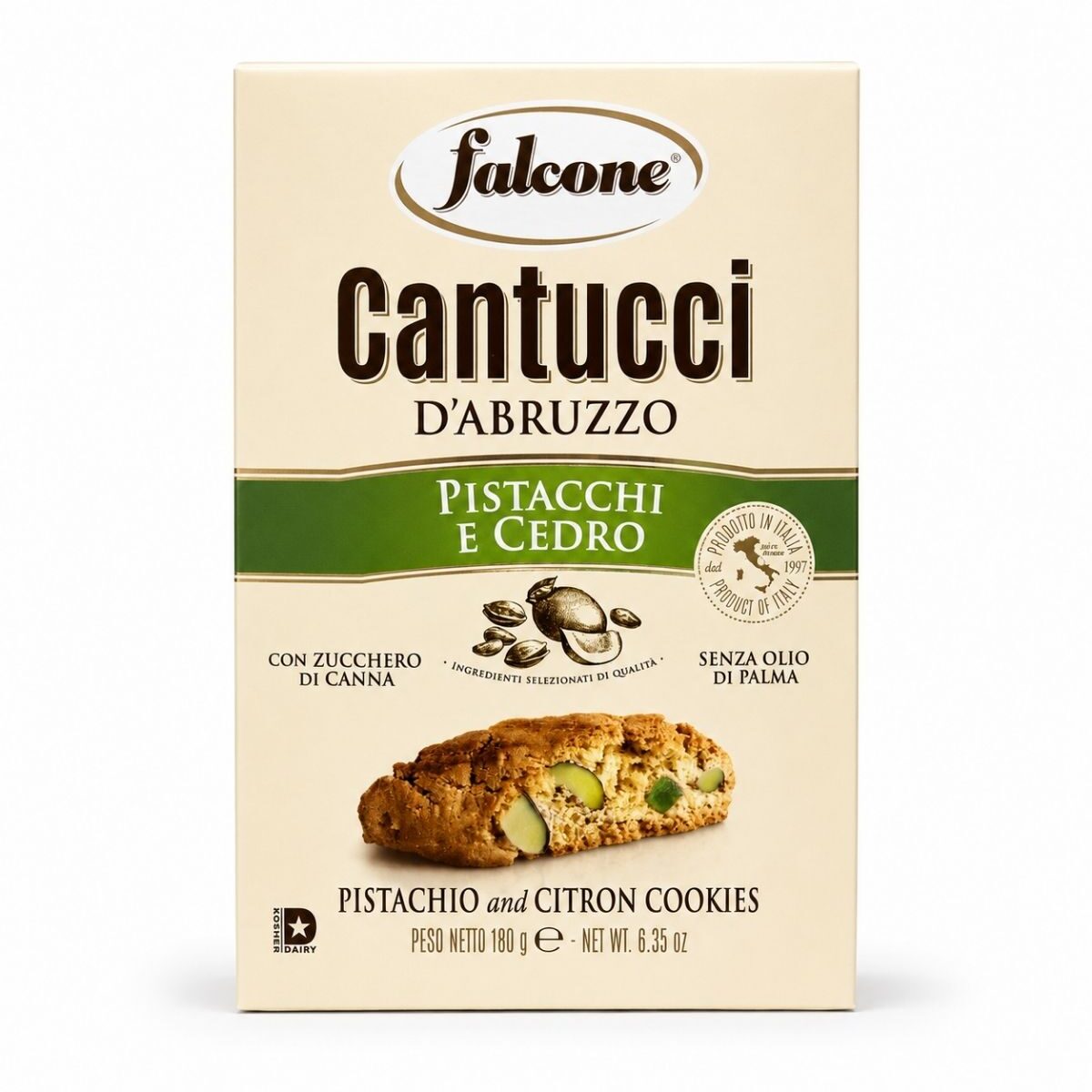 Cantucci d’Abruzzo – Pistáciové sušienky s kandizovaným cedrátom – Falcone 180 g