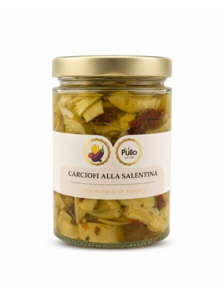 Carciofi alla Salentina – artičoky na salentský spôsob v oleji – Pullo 500 g