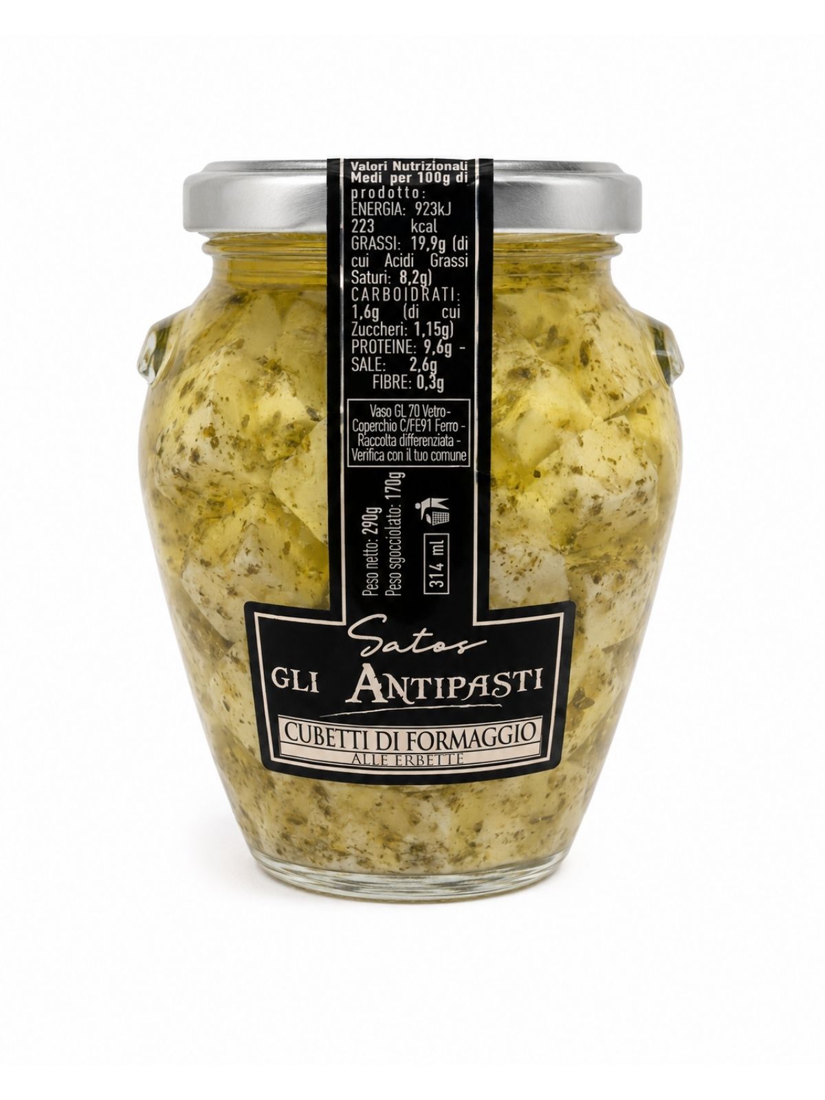 Cubetti di Formaggio alle Erbette – Syrové kocky s bylinkami v slnečnicovom oleji – Satos 280 g