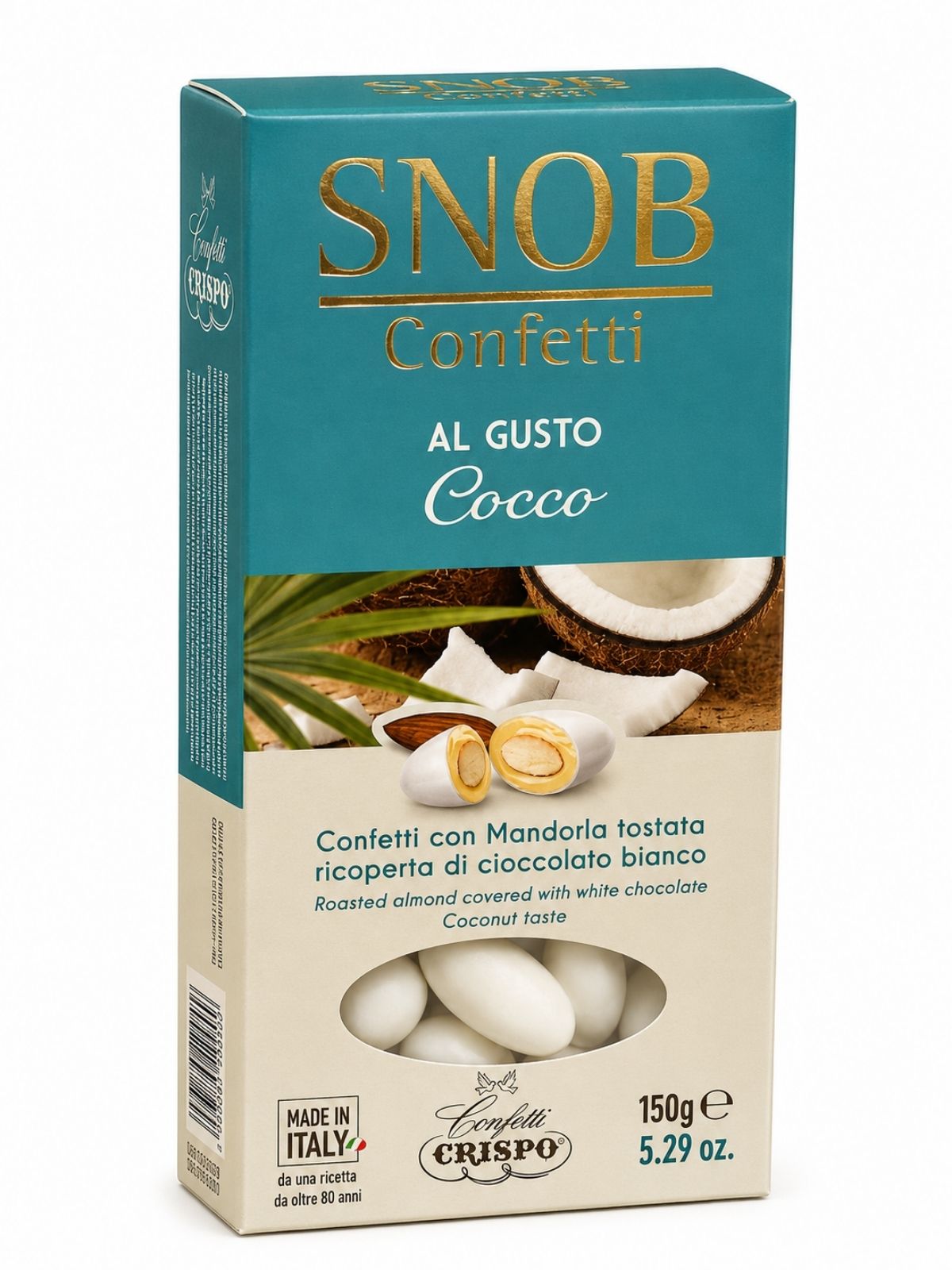 Dražé s praženou mandľou v bielej čokoláde Cocco – SNOB Confetti 150 g