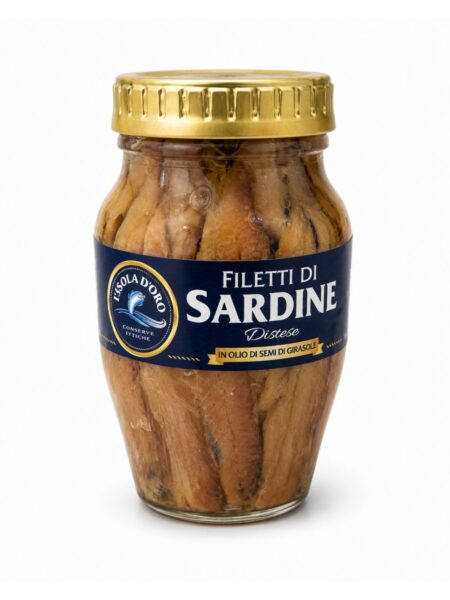 Filetti di Sardine – sardinkové filety v slnečnicovom oleji – L’Isola d’Oro 160 g