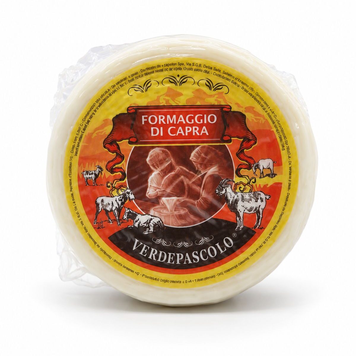 Formaggio di Capra Verde Pascolo – polotvrdý kozí syr z kozieho mlieka s nejedlou ošetrenou kôrkou – Zarpellon cca 2kg