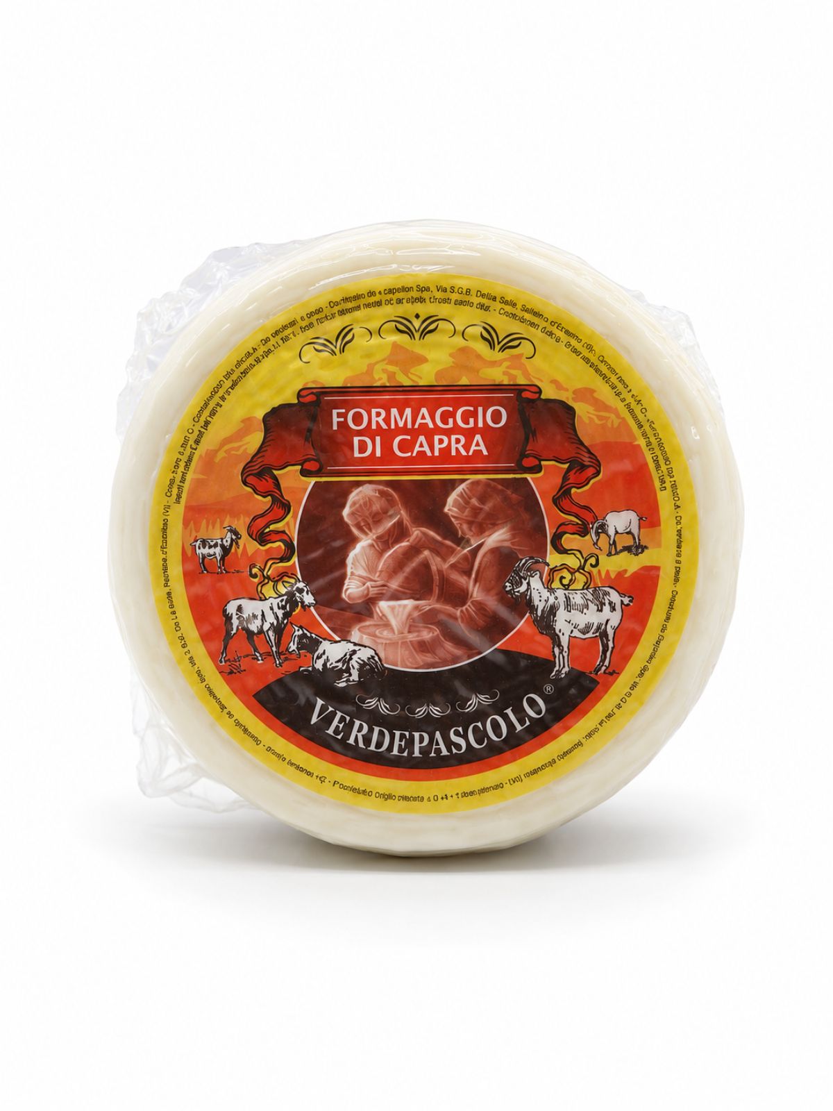 Formaggio di Capra Verde Pascolo – polotvrdý kozí syr z kozieho mlieka s nejedlou ošetrenou kôrkou – Zarpellon cca 2kg