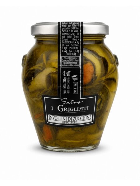 Involtini di Zucchine Grigliate – grilované cuketové rolky s paprikou v slnečnicovom oleji – Satos 280 g