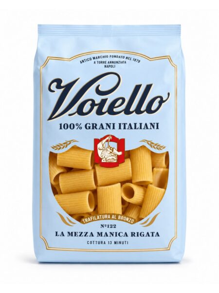 La Mezza Manica Rigata N°122 – krátke vrúbkované rúrkovité cestoviny zo semoliny z tvrdej pšenice – Voiello 500 g
