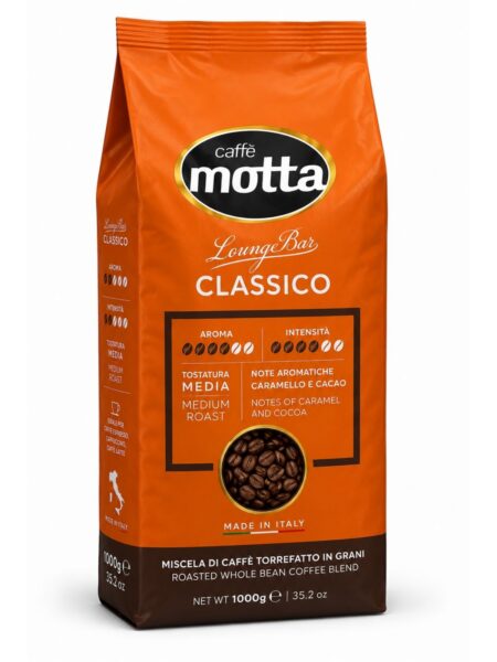 Lounge Bar Classico – pražená zrnková káva s tónmi karamelu a kakaa – Caffè Motta 1 kg
