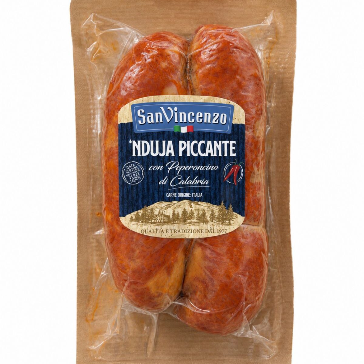’Nduja Piccante con Peperoncino di Calabria – pikantná kalábrijská roztierateľná bravčová saláma – San Vincenzo cca 500g