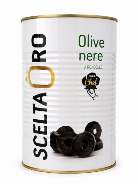 Olive Nere a Rondelle – krájané čierne olivy v náleve – Scelta Oro 4,2 kg