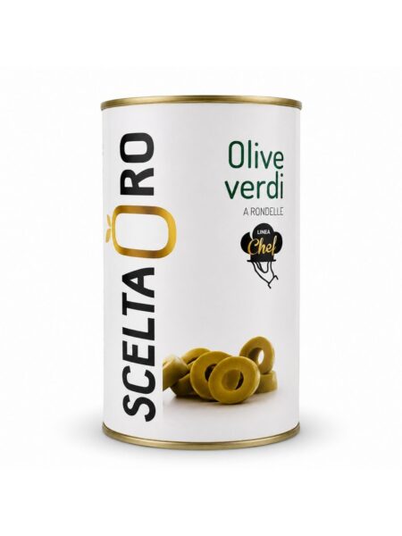 Olive Verdi a Rondelle – krájané zelené olivy v náleve – Scelta Oro 4,2 kg