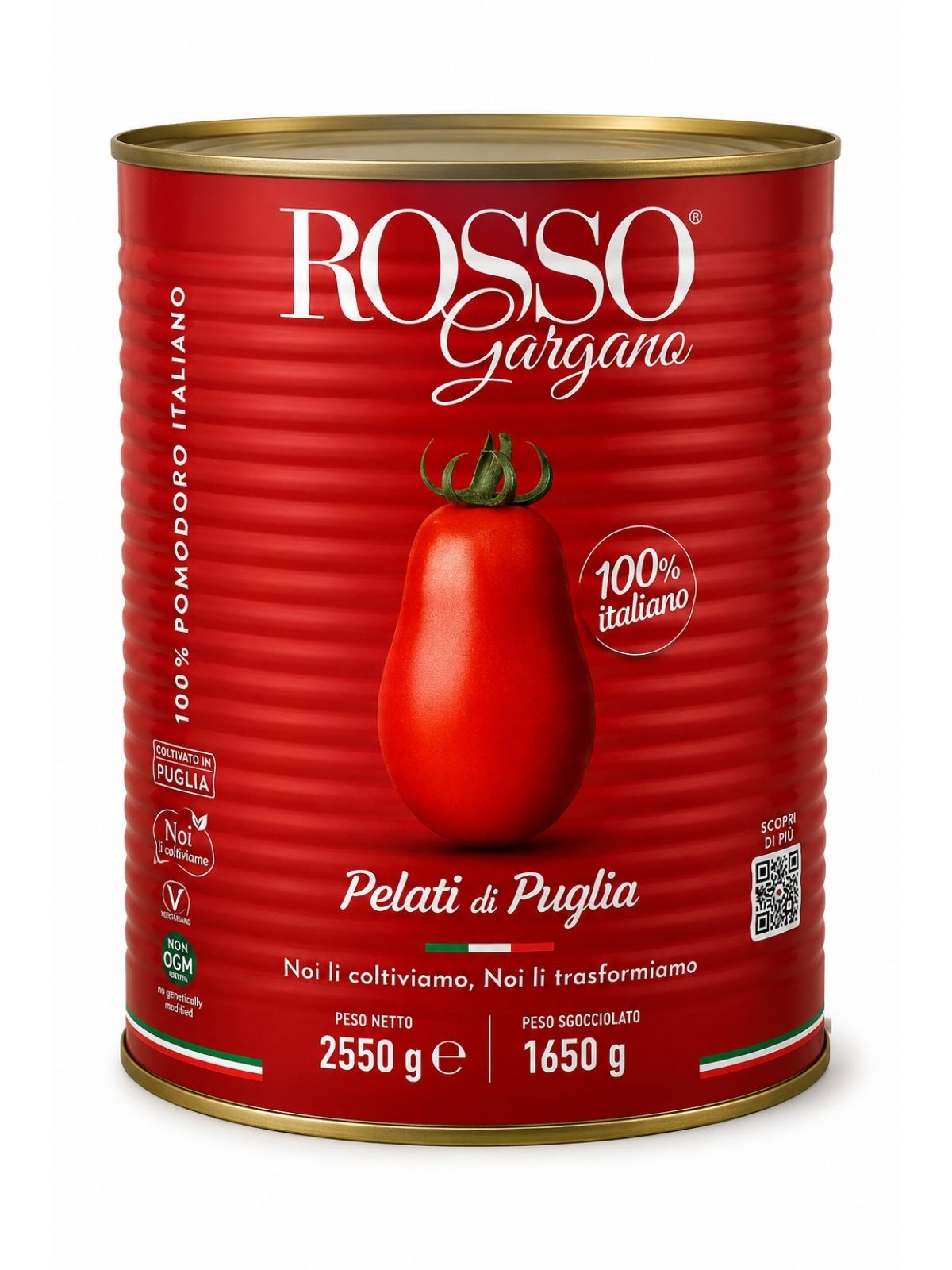 Pelati di Puglia – celé lúpané talianske paradajky v paradajkovej šťave – Rosso Gargano 2550 g