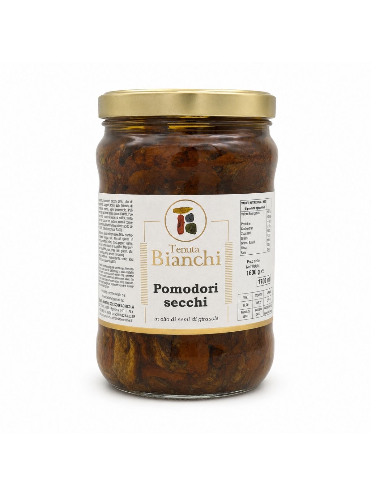 Pomodori secchi in olio di semi di girasole – sušené paradajky v slnečnicovom oleji – Tenuta Bianchi 1600 g