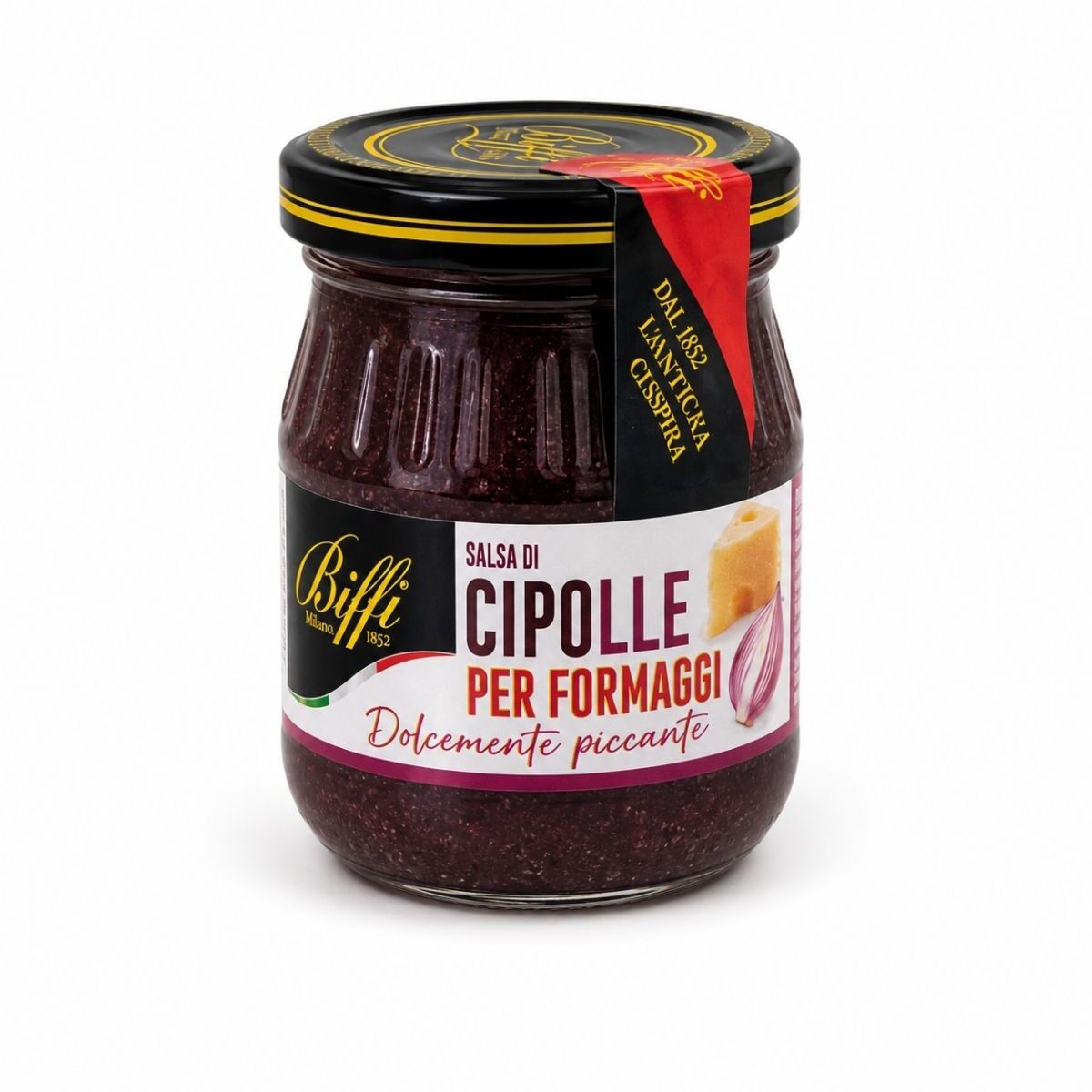 Salsa di Cipolle per Formaggi – sladko-pikantná omáčka z červenej cibule k syrom – Biffi 100 g