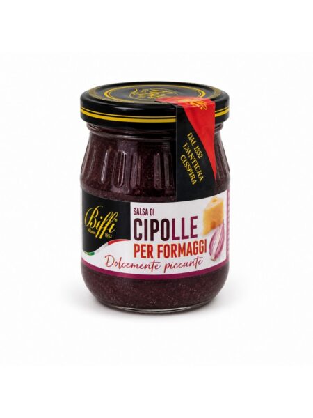 Salsa di Cipolle per Formaggi – sladko-pikantná omáčka z červenej cibule k syrom – Biffi 100 g