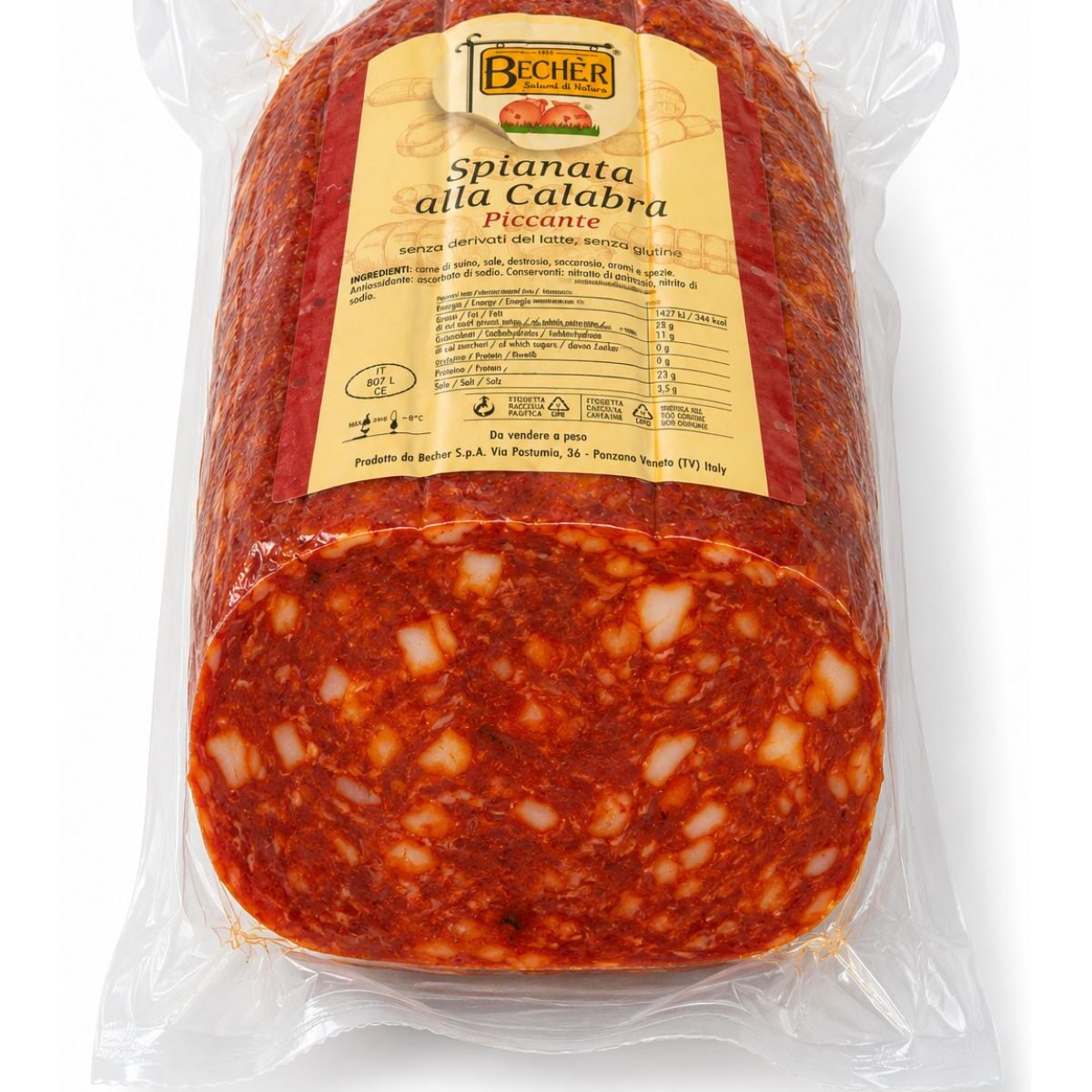 Spianata alla Calabra Piccante – pikantná kalábrijská bravčová saláma – Becher cca 1kg