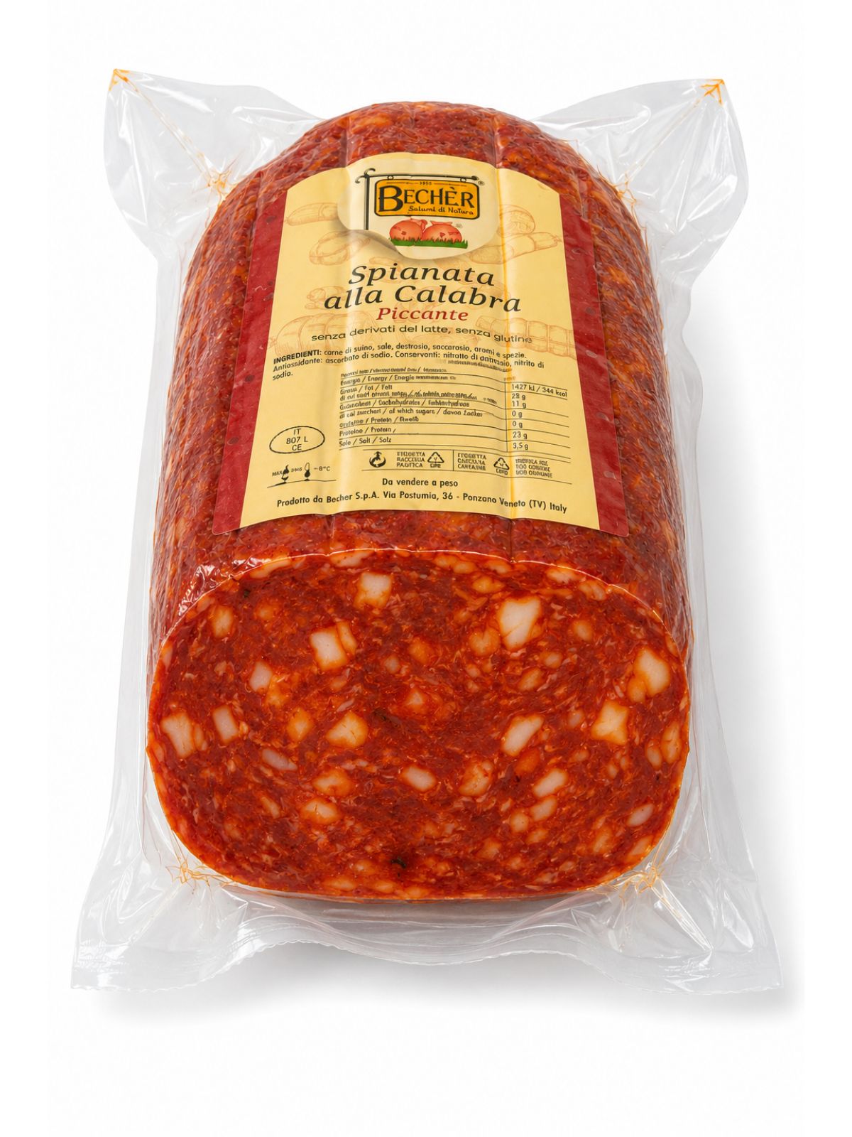 Spianata alla Calabra Piccante – pikantná kalábrijská bravčová saláma – Becher cca 1kg