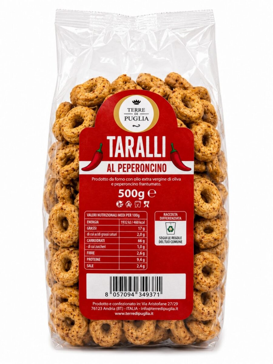 Taralli al Peperoncino – taralli s čili Terre di Puglia 500 g
