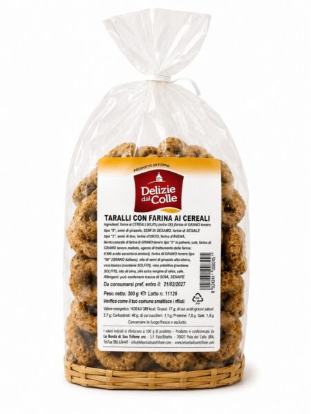 Taralli con Farina ai Cereali – chrumkavé taralli s obilninami – Delizie dal Colle 300 g