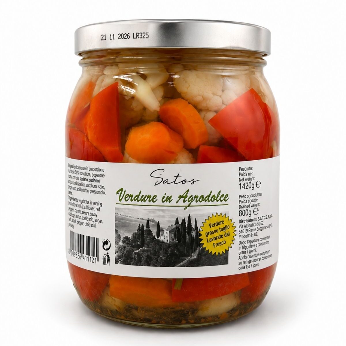 Verdure in Agrodolce – zeleninová zmes v sladkokyslom náleve – Satos 1420 g