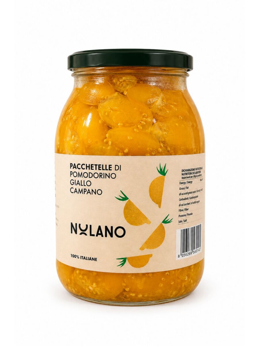 Pacchetelle di Pomodorino Giallo Campano – plátky žltých paradajok Nolano 950 g