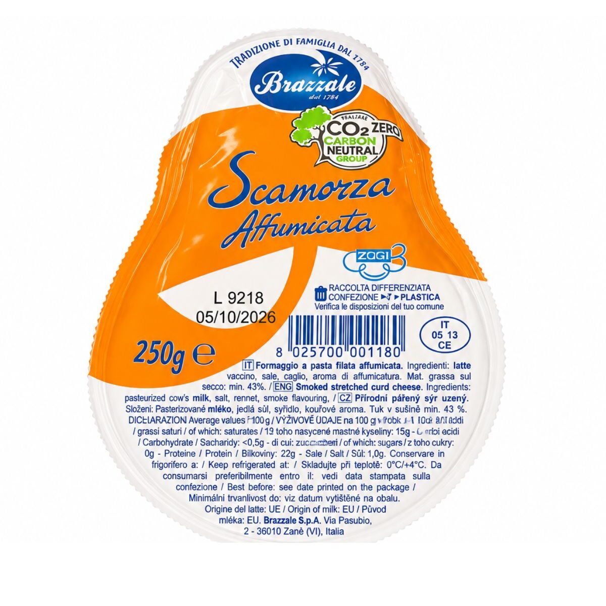 Scamorza Affumicata – údený parený syr Brazzale 250 g