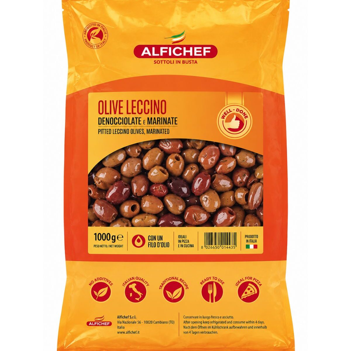 Olive Leccino – tmavé olivy bez kôstky v oleji 1 kg