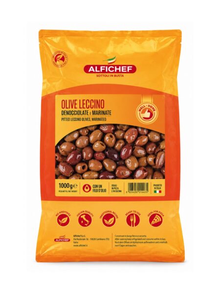 Olive Leccino – tmavé olivy bez kôstky v oleji 1 kg