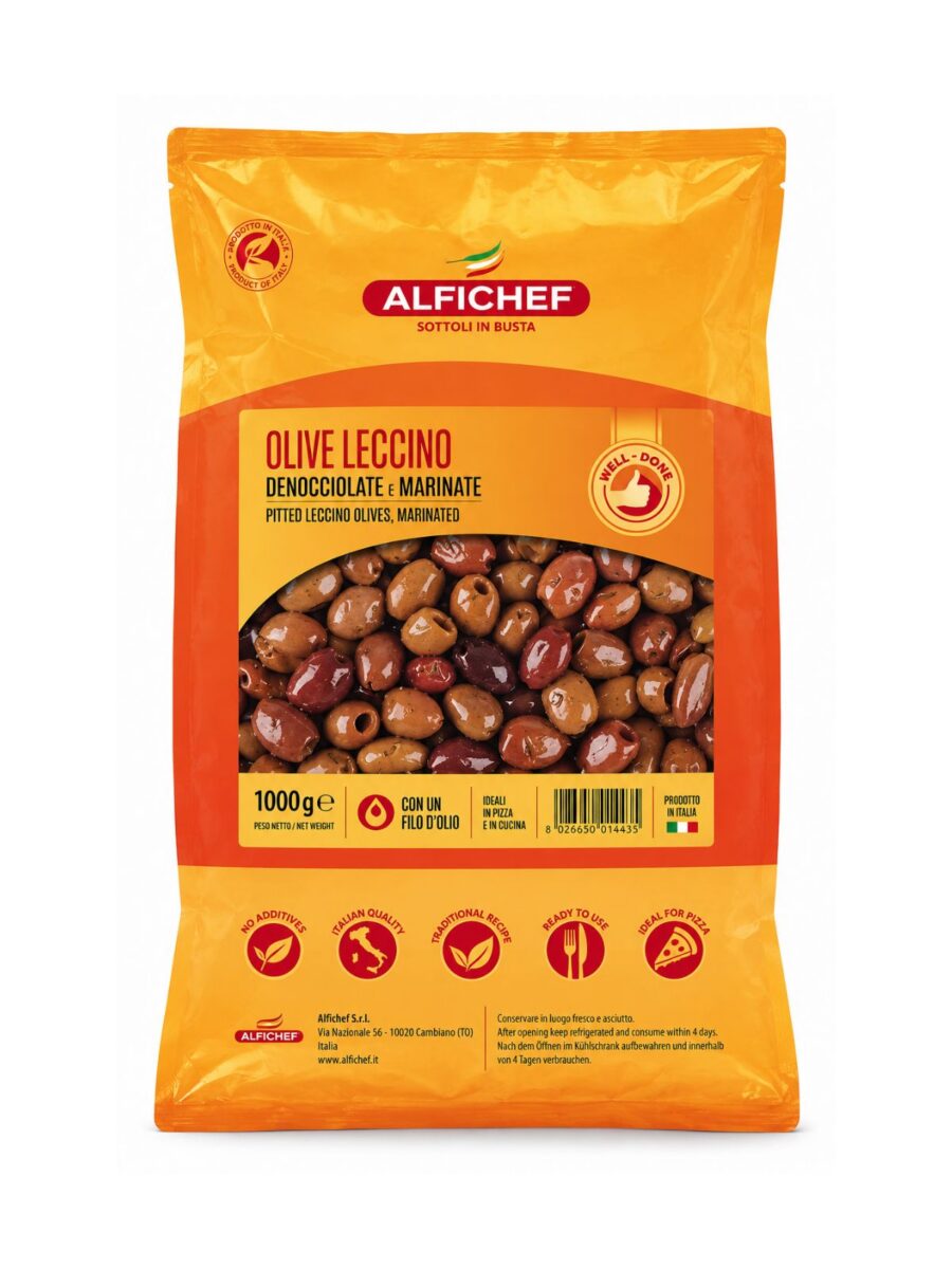 Olive Leccino – tmavé olivy bez kôstky v oleji 1 kg