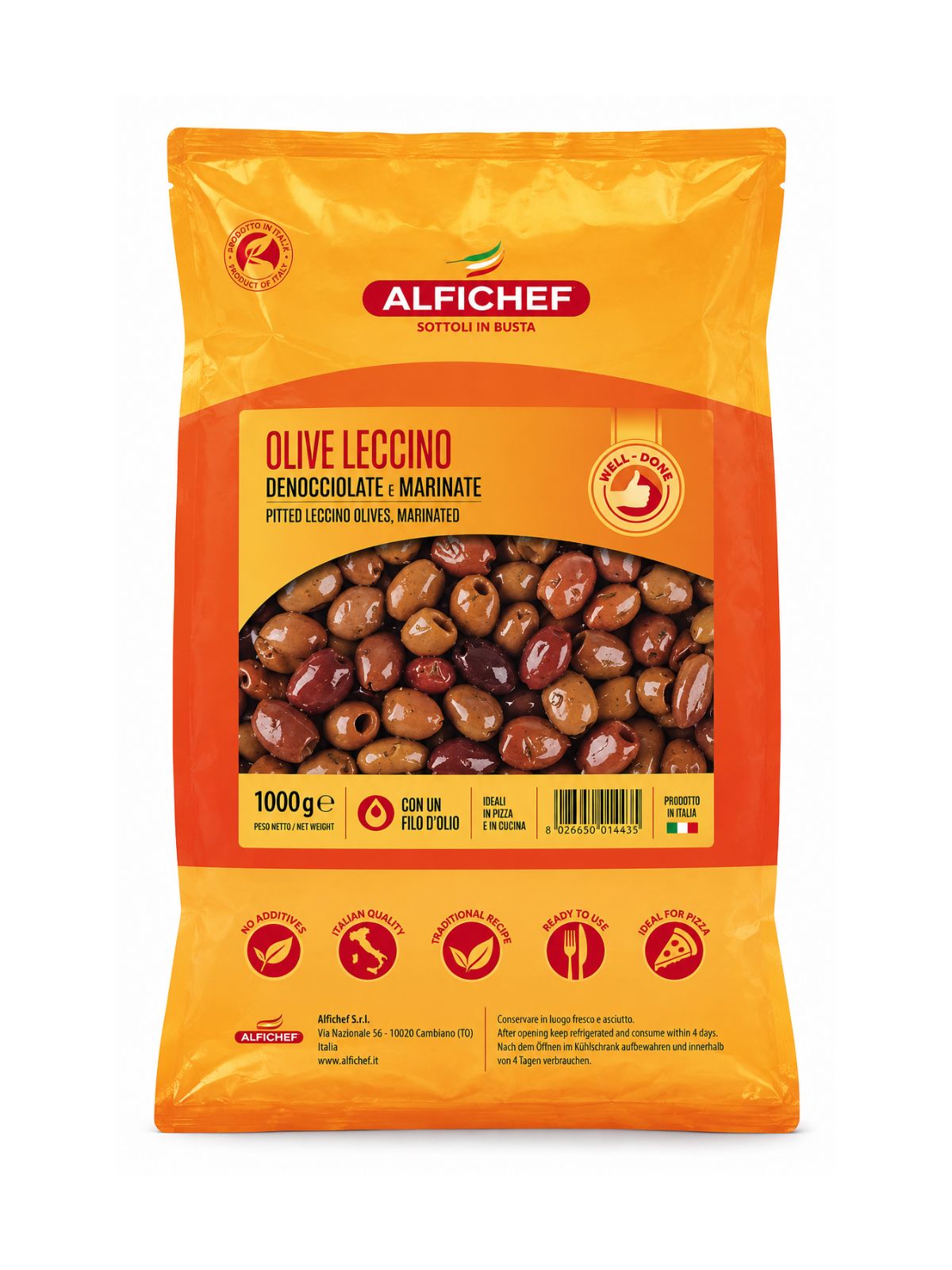 Olive Leccino – tmavé olivy bez kôstky v oleji 1 kg