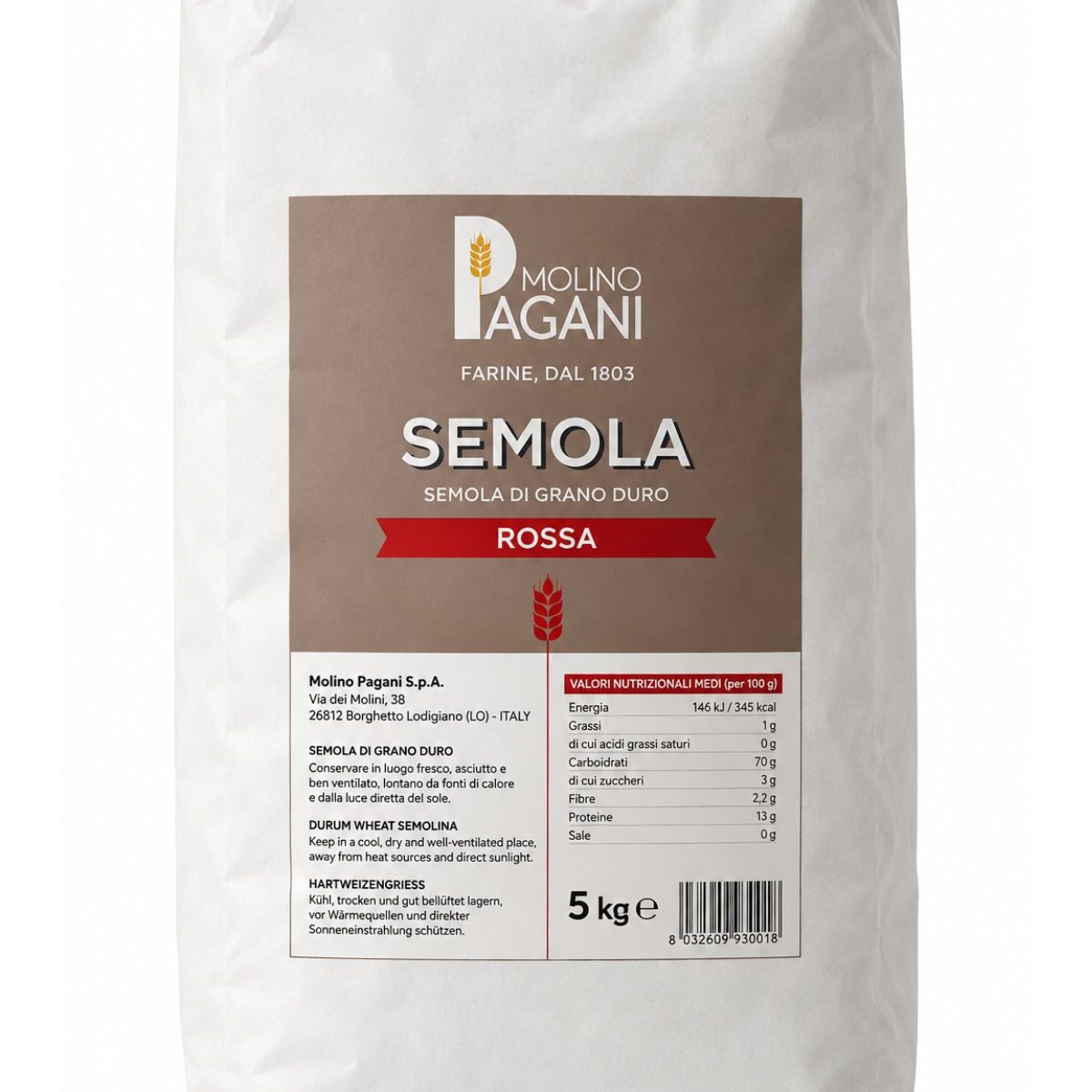 Semola Rossa – semolinová múka z tvrdej pšenice Molino Pagani  5 kg